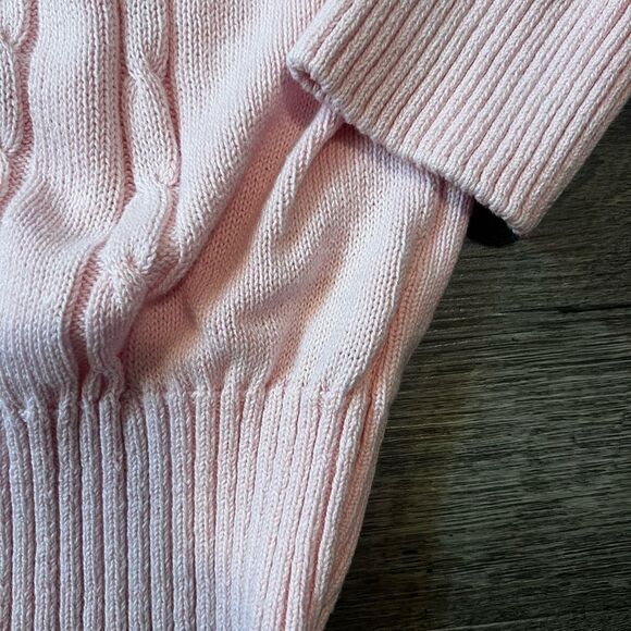 Brookes Brothers Pink Cable Knit Super Soft Combed Cotton V-Neck Sweater XL - Picture 4 of 11